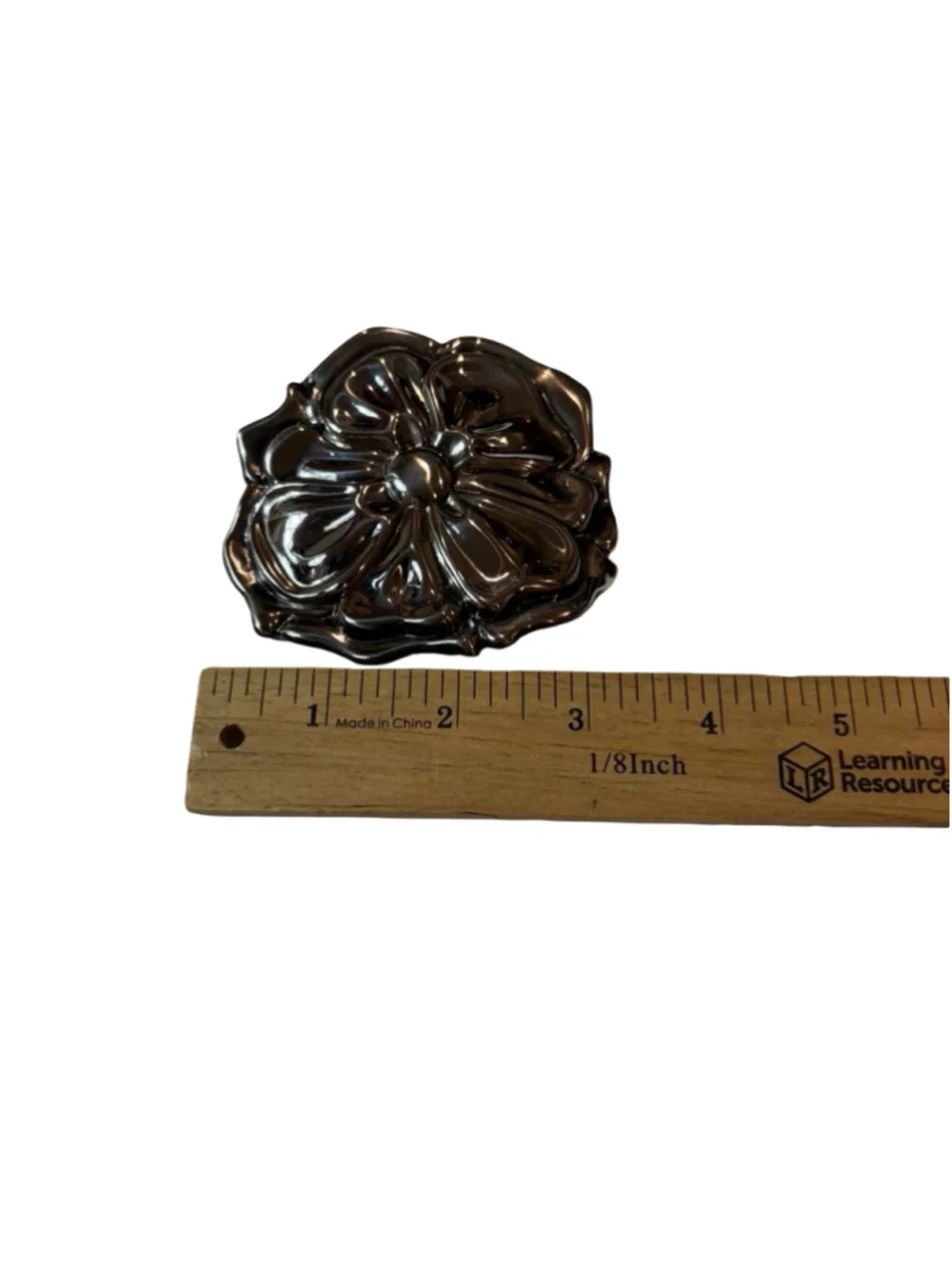 Vintage Charmant Accessories Gunmetal Floral Rose Statement Belt Buckle Medium